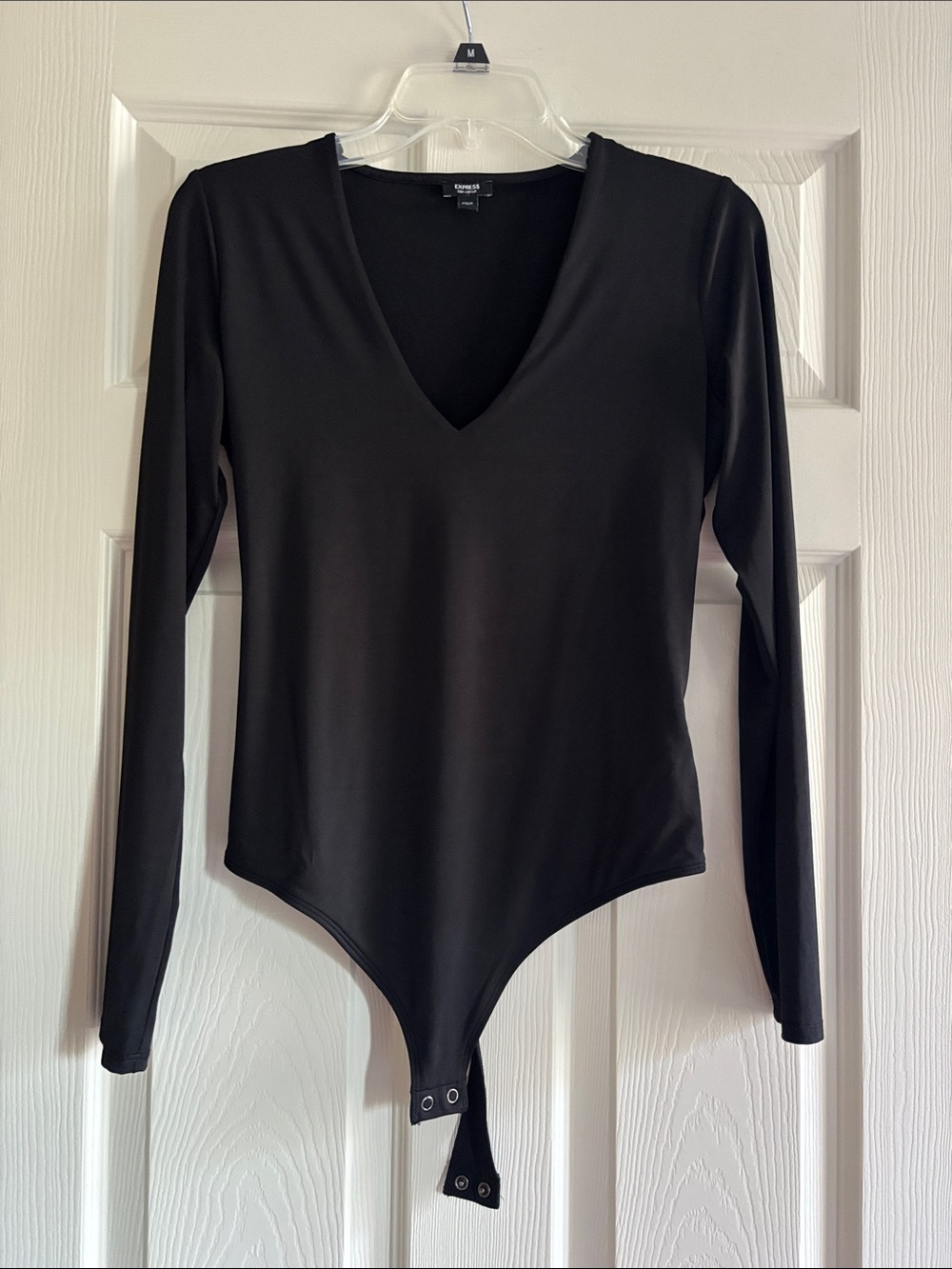 Express Black V-Neck Long Sleeve Bodysuit